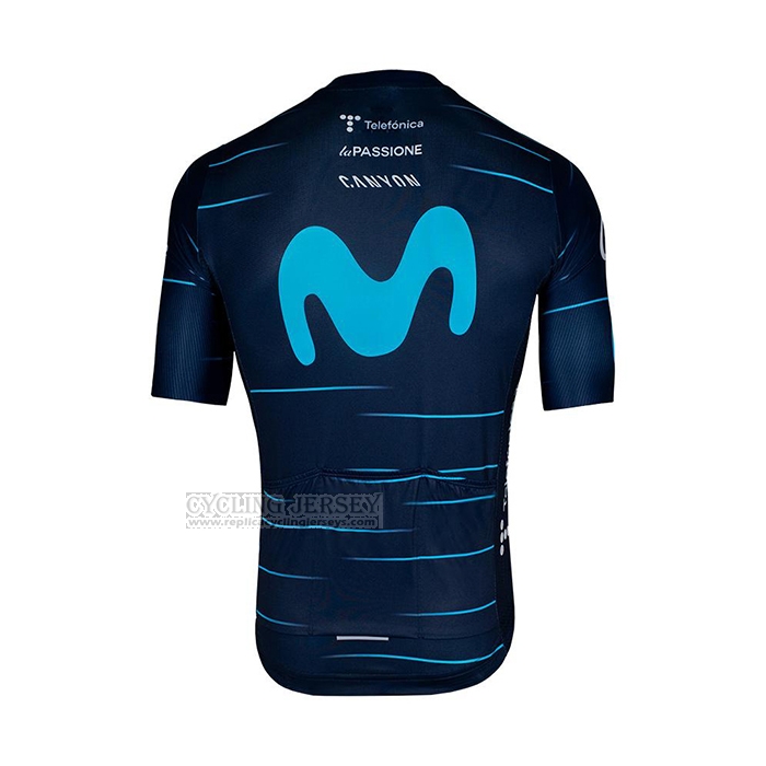 2022 Cycling Jersey Movistar Deep Blue Sky Blue Short Sleeve and Bib Short